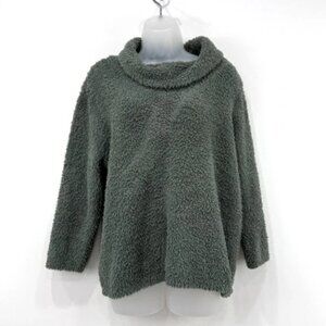 Barefoot Dreams Cozychic Pullover Women's L Spruce‎ Cowl Neck Teddy Boxy